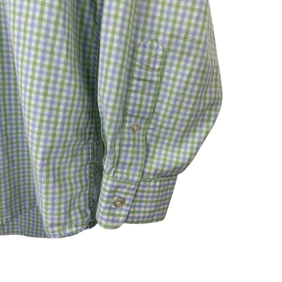 Vineyard Vines Whale Button Down Long Sleeve Shirt Check Blue Green White Mens M - Picture 4 of 9